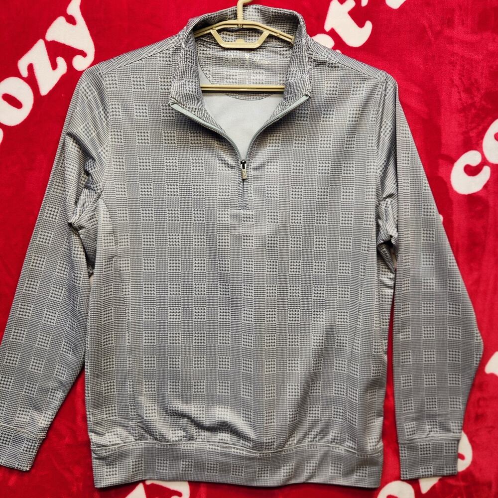 Bobby Jones Performance Golf Pullover Large Gray 1/4 Zip Stretch Long Sleeve